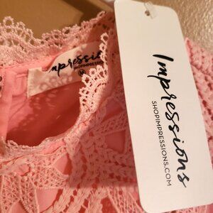 NEW with Tag Impressions Pink Lacey Dress M
